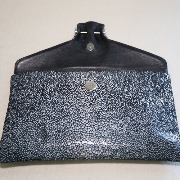 90s PANTERA made in Mexico Goat leather stingray print calf suede lining CLUTCH - Picture 6 of 8
